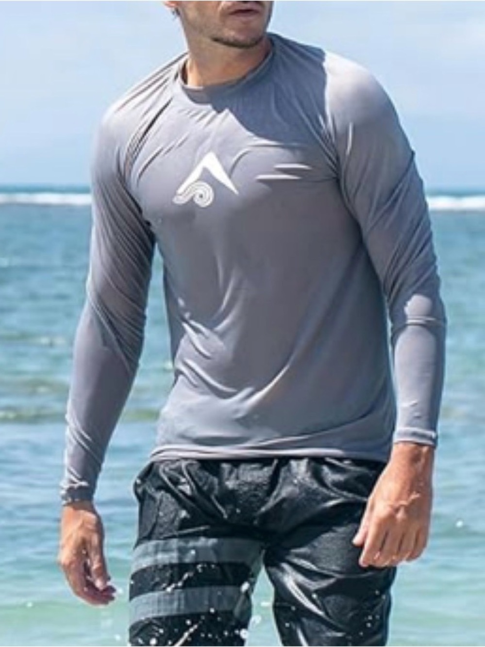 Kanu Surf Men's Gray Long-Sleeve Rash Guard - SPF Protection